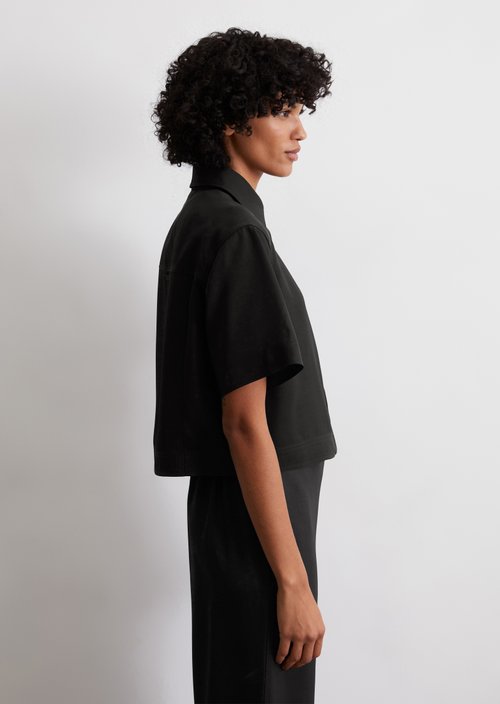 Short sleeve blouse boxy — Black