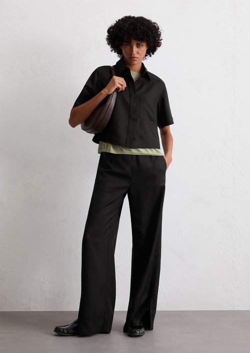 Short sleeve blouse boxy — Black