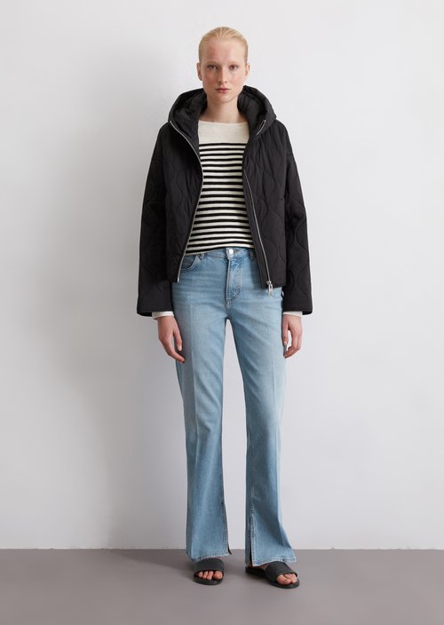 Regular hooded quilted jacket — Black