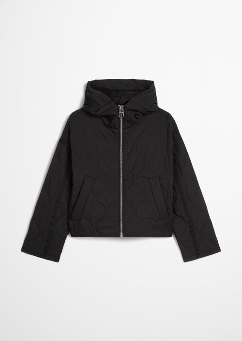 Regular hooded quilted jacket — Black