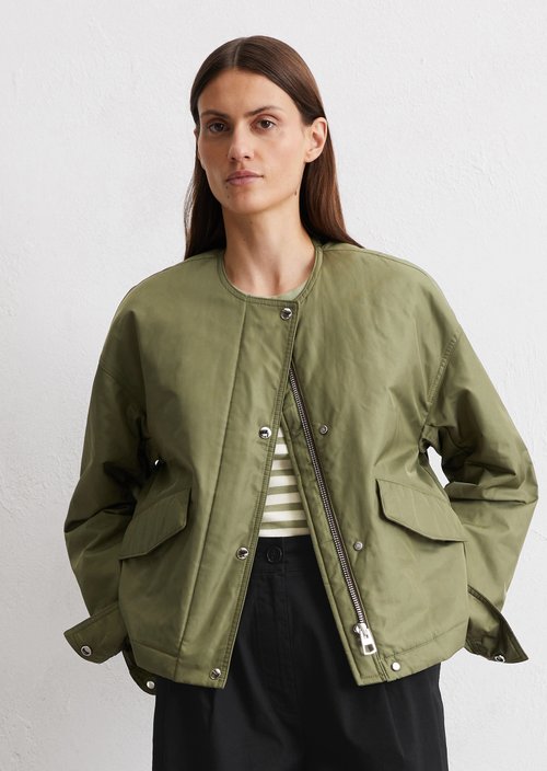 Collarless jacket regular — Olive