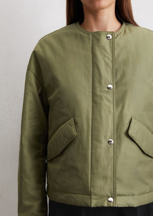 Collarless jacket regular — Olive