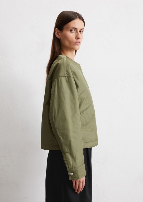 Collarless jacket regular — Olive