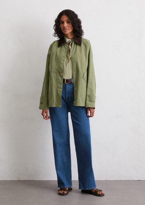 Relaxed cape-style barn jacket — Olive