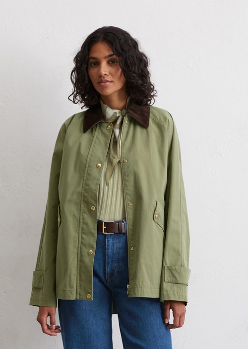 Relaxed cape-style barn jacket — Olive