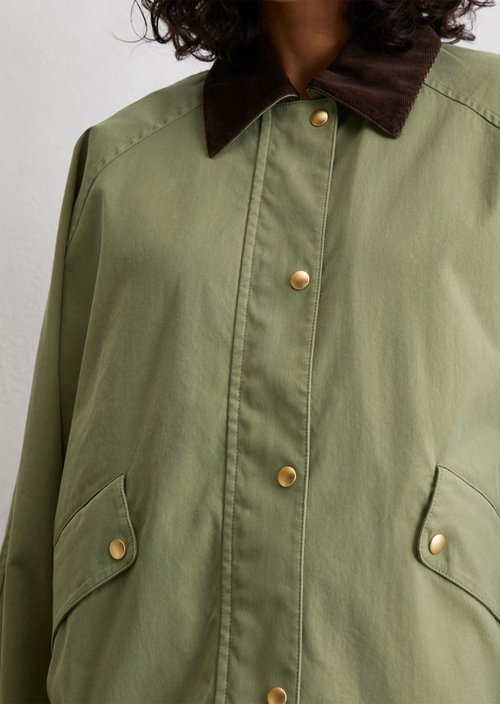 Relaxed cape-style barn jacket — Olive