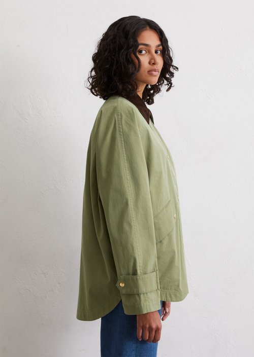 Relaxed cape-style barn jacket — Olive