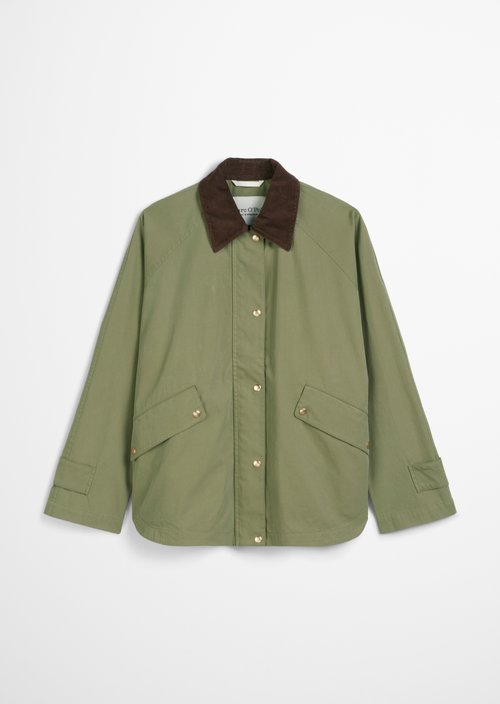 Relaxed cape-style barn jacket — Olive