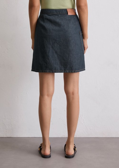 A-shape denim mini skirt — Dark Blue