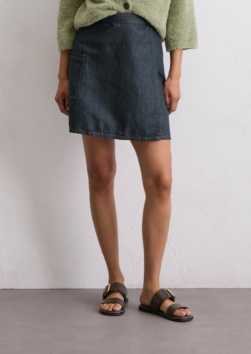 A-shape denim mini skirt — Dark Blue