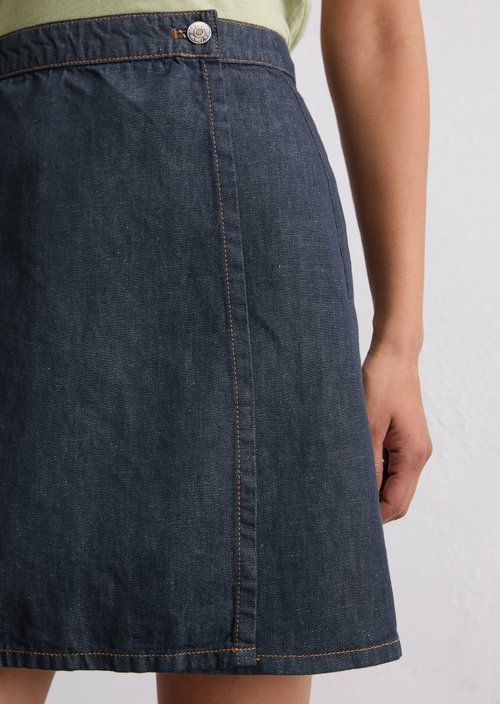 A-shape denim mini skirt — Dark Blue