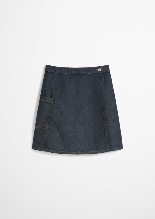 A-shape denim mini skirt — Dark Blue