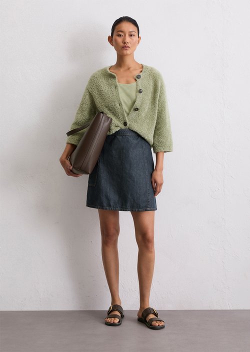 A-shape denim mini skirt — Dark Blue