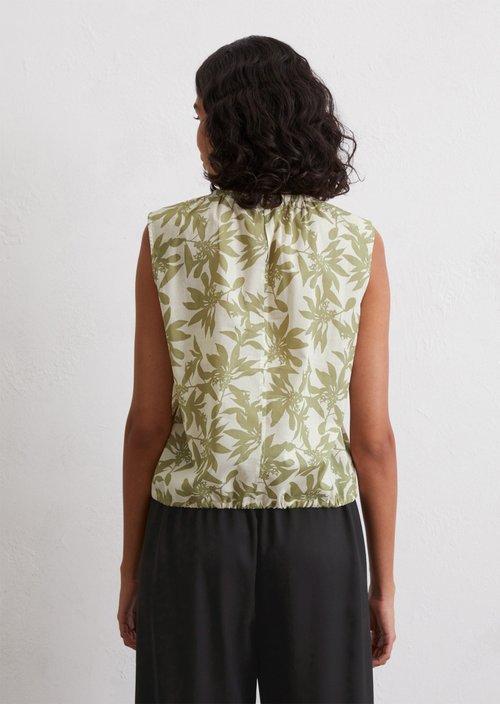 Patterned cropped blouse top — Offwhite