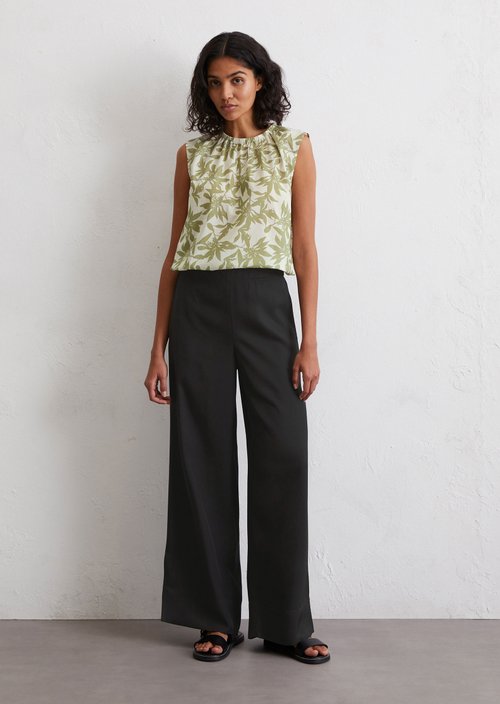 Patterned cropped blouse top — Offwhite