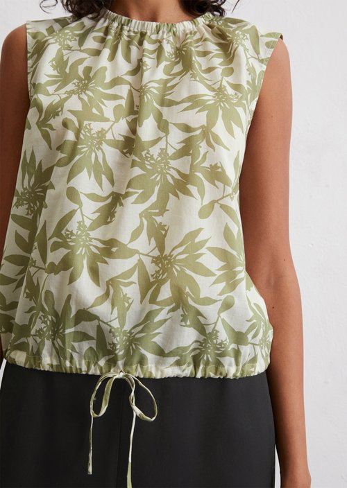 Patterned cropped blouse top — Offwhite