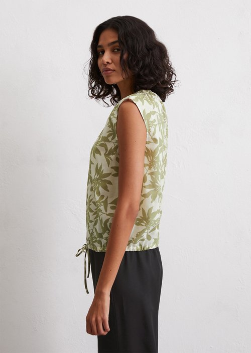 Patterned cropped blouse top — Offwhite