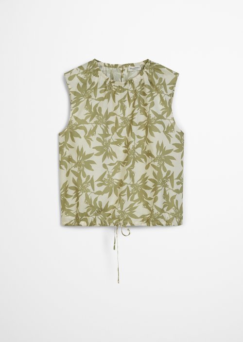 Patterned cropped blouse top — Offwhite