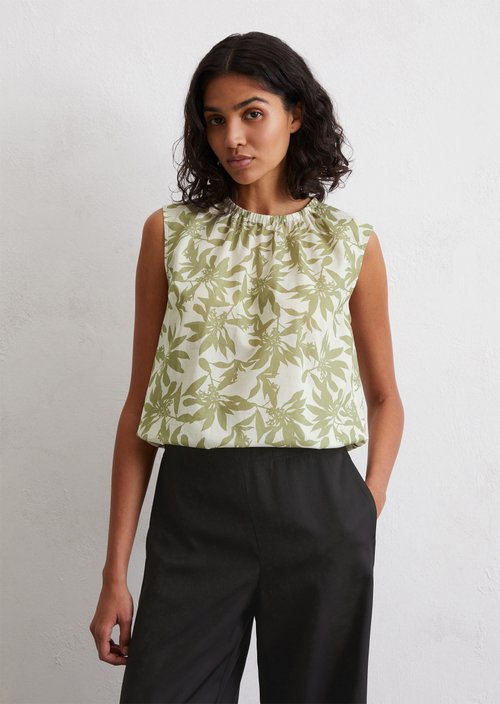 Patterned cropped blouse top — Offwhite