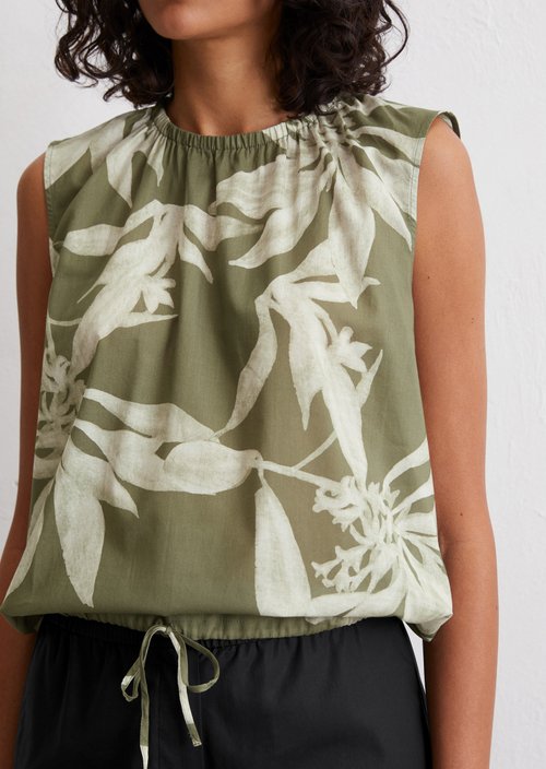 Patterned cropped blouse top — Medium Green