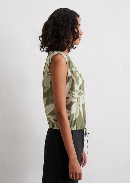 Patterned cropped blouse top — Medium Green