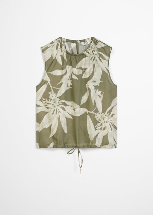 Patterned cropped blouse top — Medium Green