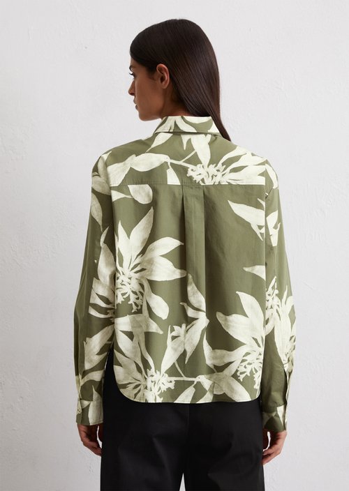 Print blouse relaxed cropped — Medium Green