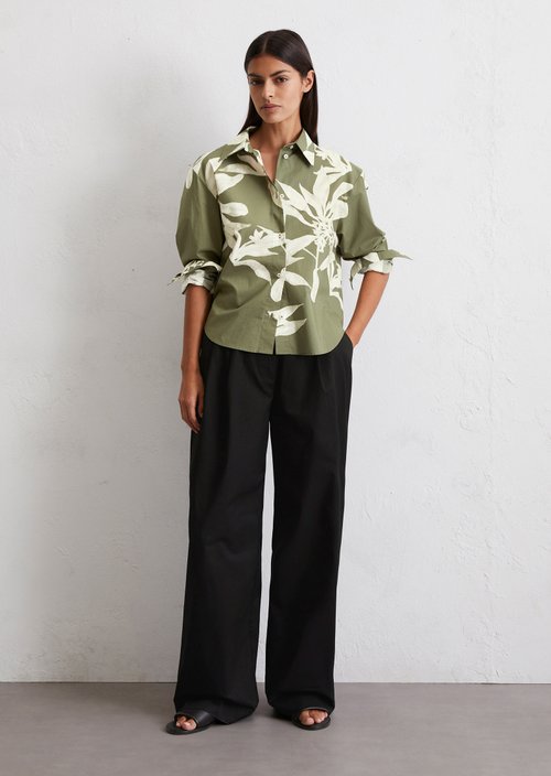 Print blouse relaxed cropped — Medium Green