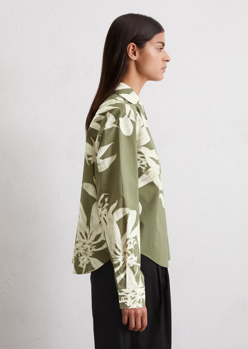 Print blouse relaxed cropped — Medium Green