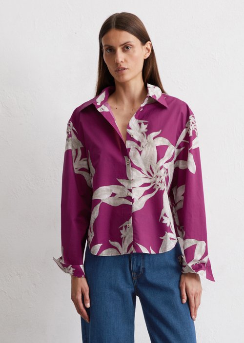 Print blouse relaxed cropped — Medium Pink