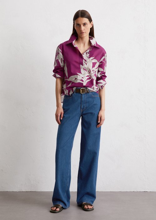 Print blouse relaxed cropped — Medium Pink