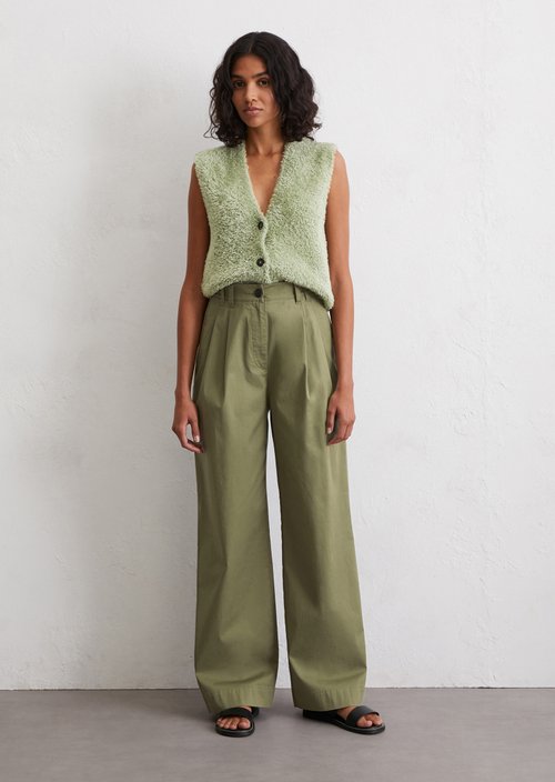 Wide pleated trousers — Olive