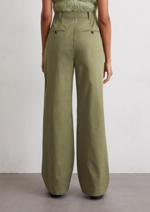 Wide pleated trousers — Olive