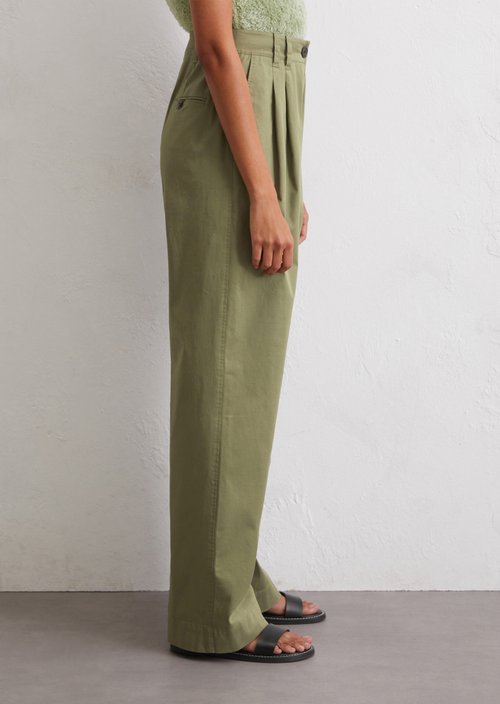 Wide pleated trousers — Olive