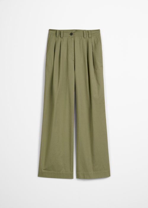 Wide pleated trousers — Olive