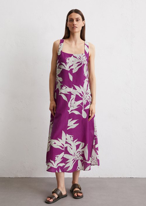 Print dress flared — Dark Pink