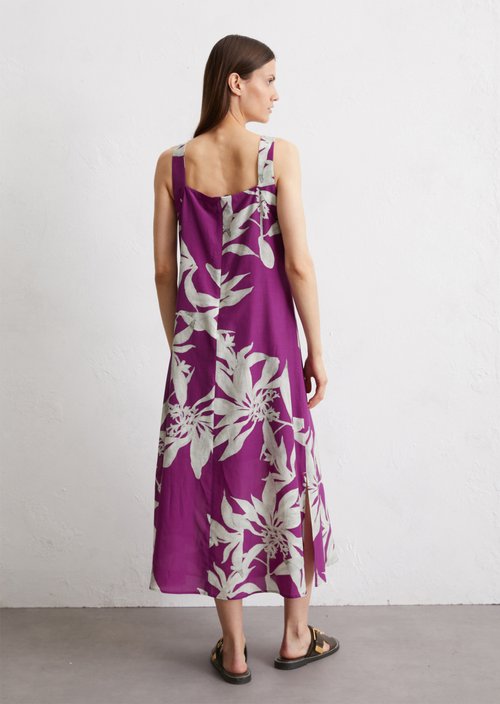 Print dress flared — Dark Pink