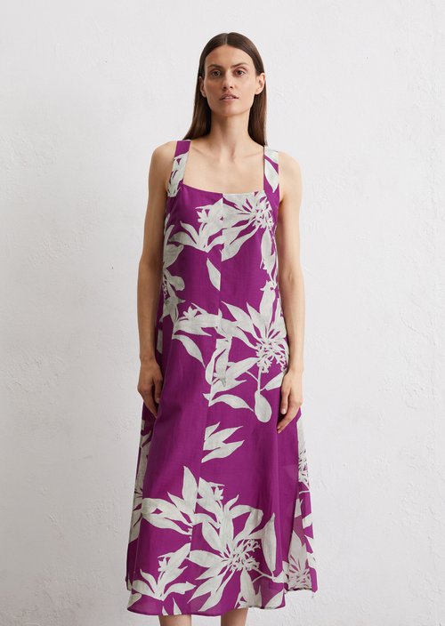 Print dress flared — Dark Pink