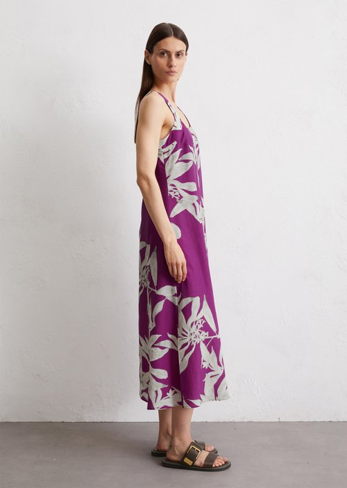 Print dress flared — Dark Pink