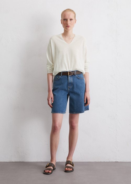 Fine knit sweater loose — White Cotton