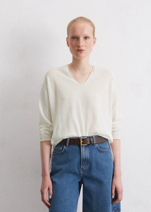 Fine knit sweater loose — White Cotton