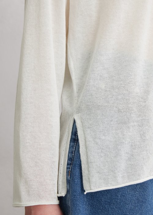 Fine knit sweater loose — White Cotton