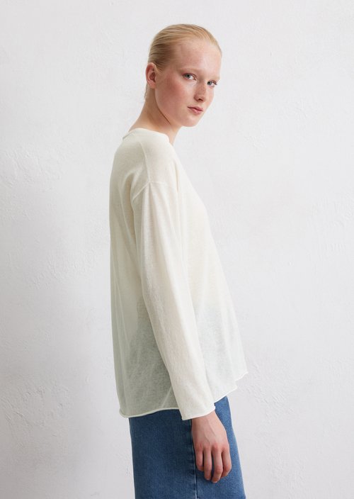 Fine knit sweater loose — White Cotton