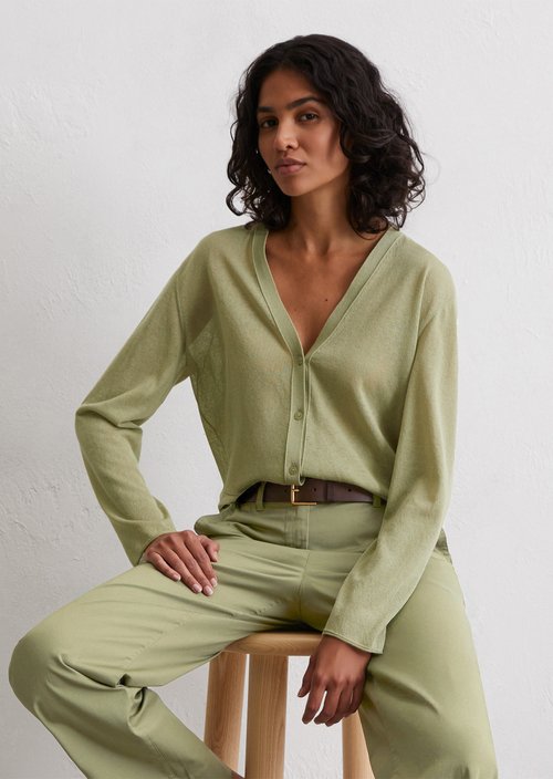 Fine knit cardigan slim — Smooth Sage