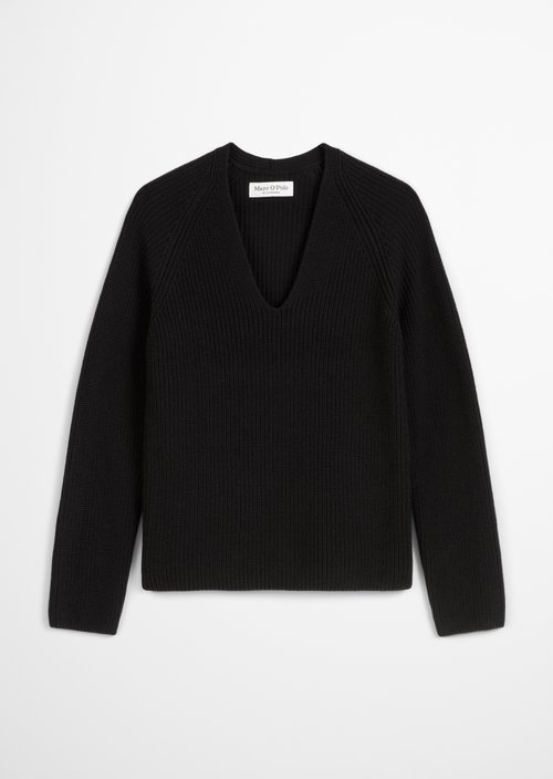 V-neck knitted sweater slim — Black