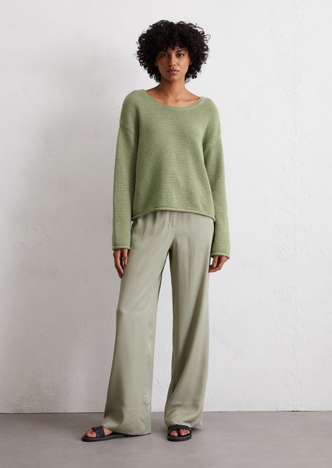 Marc O'Polo DfC Pullover oversize, Damen, grün, Gr. m, 100% Baumwolle