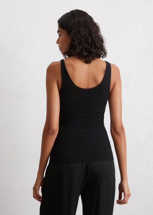 Fine knit top slim — Black