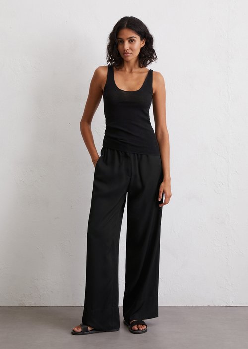Fine knit top slim — Black