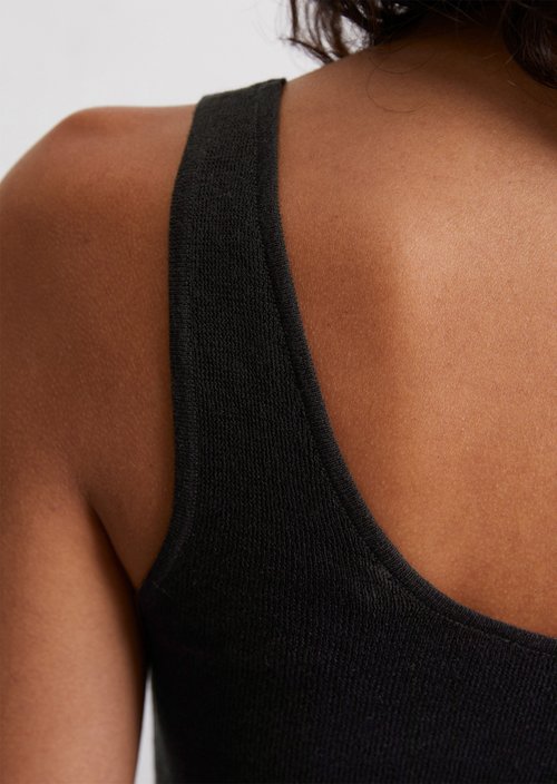 Fine knit top slim — Black