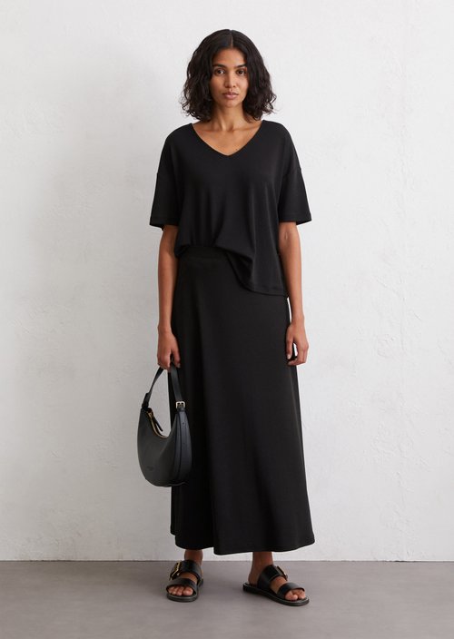 A-line jersey skirt — Black